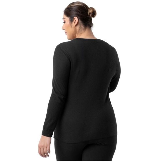 Black Fruit of the Loom Women's Eversoft Waffle Thermal Top Size S - Picture 3 of 8